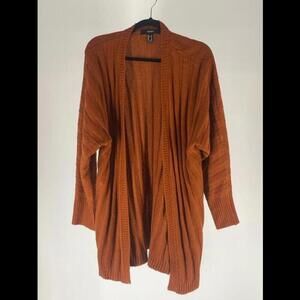 Cozy Oversized Ribbed Cardigan in Rust